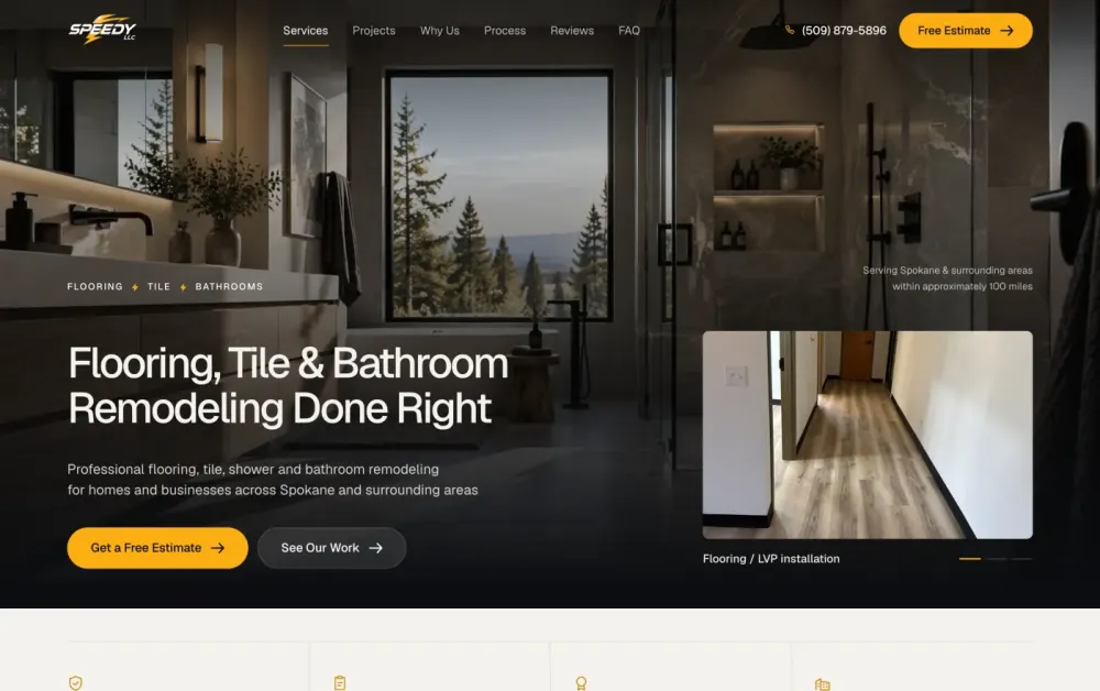Сайт SPEEDY Flooring · США — перший екран