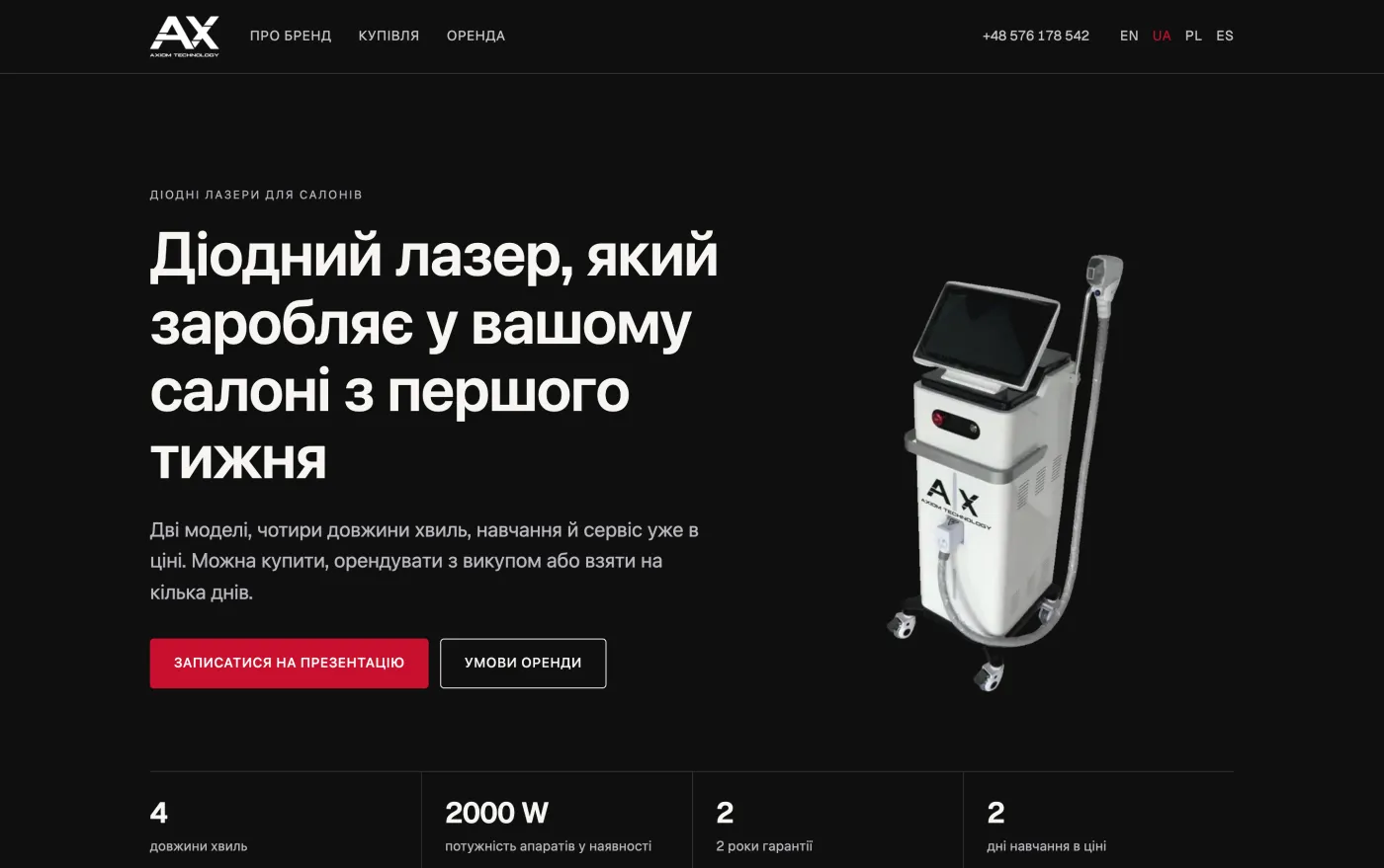 Сайт AxiomEU — перший екран